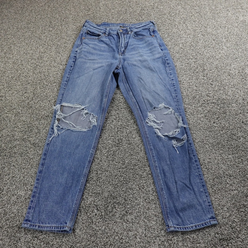 American Eagle Jeans‎ Womens 4 Dark Blue Denim Pants Mom High Rise Flex Stretch